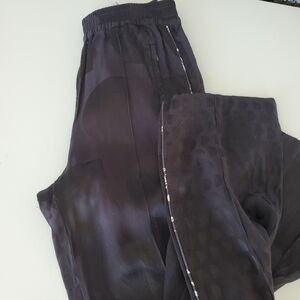 Desigual Small Black Satin Lounge Wear Silky High Waisted Sweat Pants Polka Dots